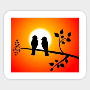 Two birds watching the sunset Sticker